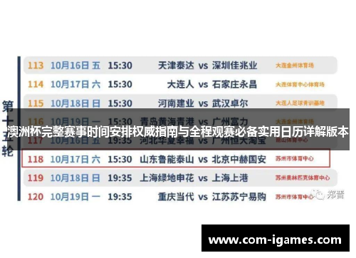 澳洲杯完整赛事时间安排权威指南与全程观赛必备实用日历详解版本 澳洲杯完整赛事时间安排权威指南与全程观赛必备实用日历详解版本