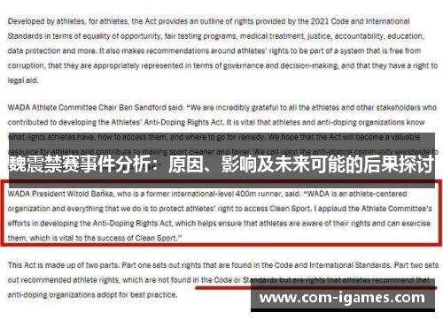 魏震禁赛事件分析：原因、影响及未来可能的后果探讨